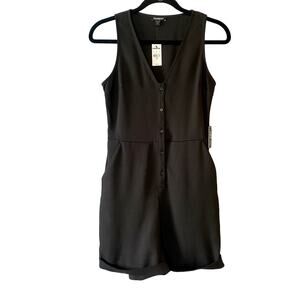 Express Black Button Down Romper size XXS- no belt